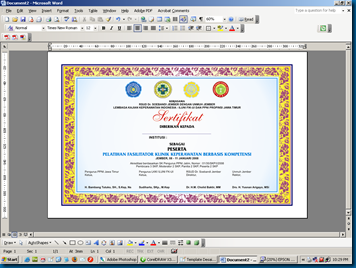 Emmahandoko: Desain Piagam Sertifikat versi MSWord